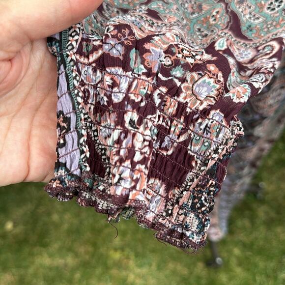 Fire Los Angeles Dress Women's Medium Purple Paisley Boho Peasant Hi Low Hem - Picture 7 of 12